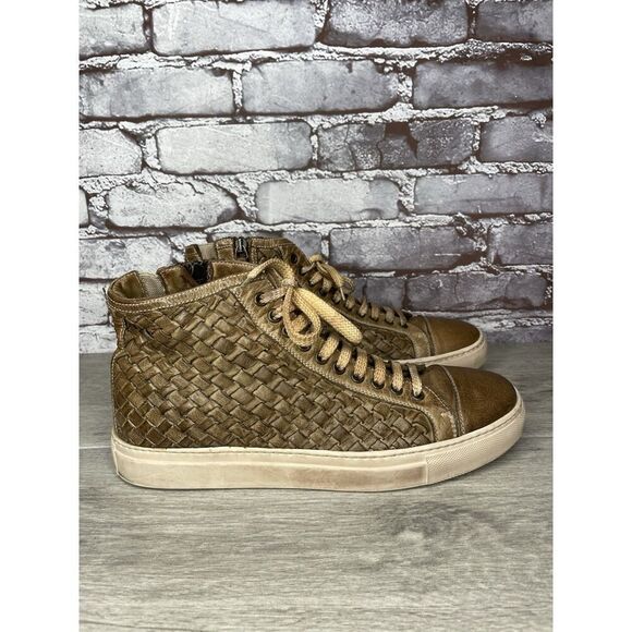 Calzoleria Toscana Brown Leather Lace Up High Top Sneakers Men’s Sz 43EU/10M US - Picture 1 of 16